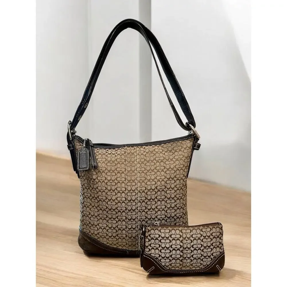 Y2K Coach F10944 Mini Signature Duffle Bag & Wristlet
